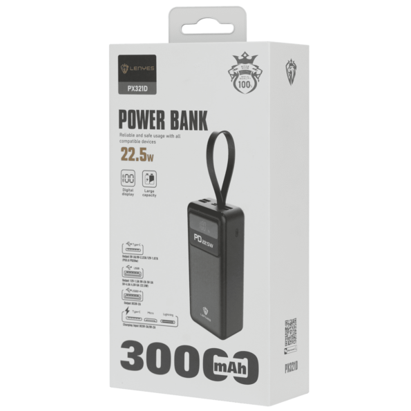 Caja del Powerbank Lenyes PX321D bateria de 30000mAh