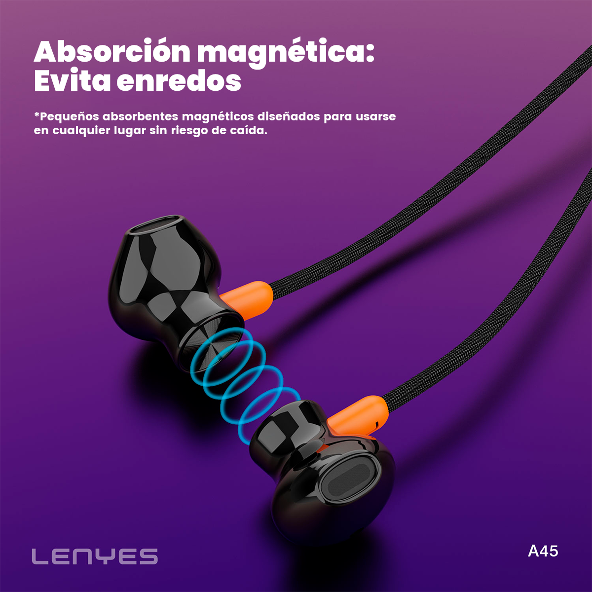 Audífono Bluetooth A45 Neck HeadPhone 2EN1 conector bluetooth