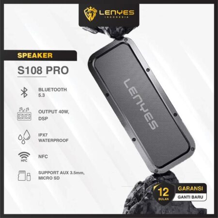 Parlante S108 Pro 40W Bluetooth 5.3 resistente al agua IPX7 con ecualizador por app y diseño todo terreno